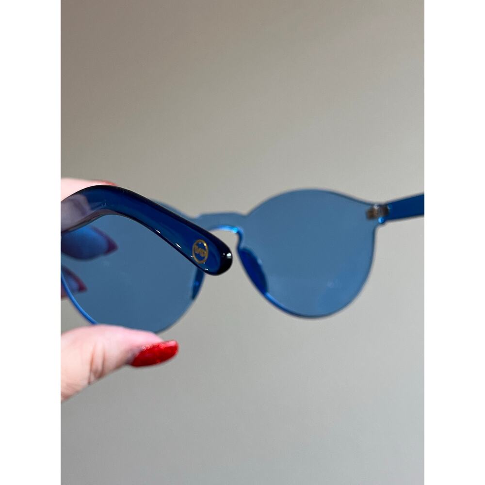 Wear Me Pro Bailey Blue Trendy Rimless Shield Sunglasses Y2K Futuristic Festival - Picture 9 of 10